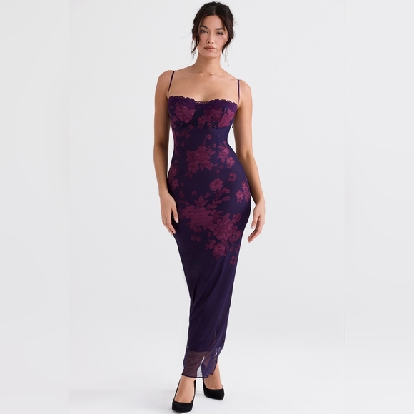House of CB Dresses & Skirts - House Of CB Aiza Grape Floral Print Maxi Dress Size L+